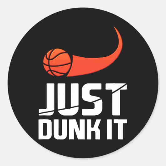Dunk es einfach! Basketball Player Slam Dunk Gesch Runder Aufkleber (Vorderseite)