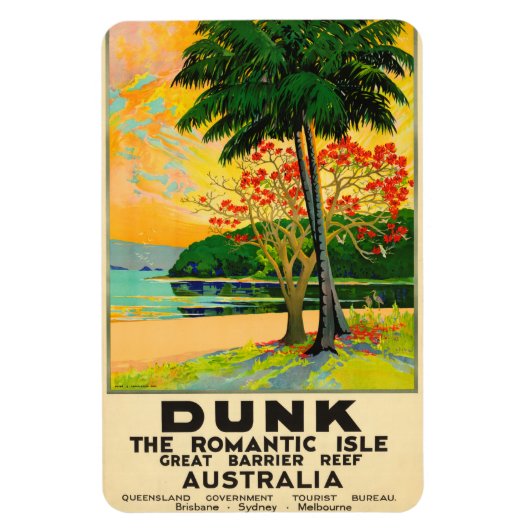 Dunk Island Queensland Australien Reiseplakat Magnet (Vertikal)