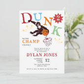 Dunk! Monkey Little Champ Basketball Kindergeburts Einladung (Stehend Vorderseite)
