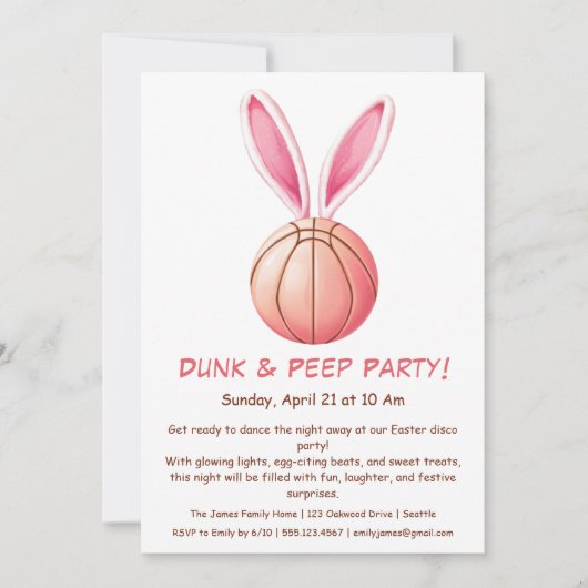 Dunk & Peep Party - Ostern Basketball Einladung (Vorderseite)