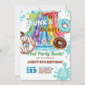 Dunk und Donut Waterslide Pool Party Geburtstag Einladung (Vorderseite)