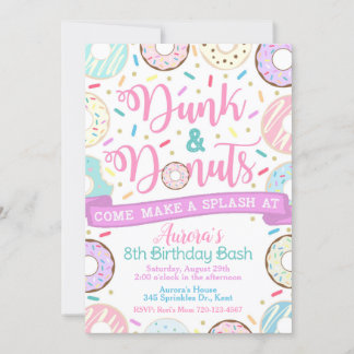 Dunk und Donuts Einladung, Pool-Party Einladung