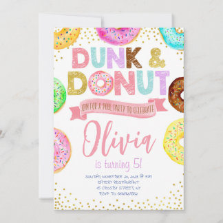 Dunk und Donuts Geburtstagseinladung Pool Party Einladung