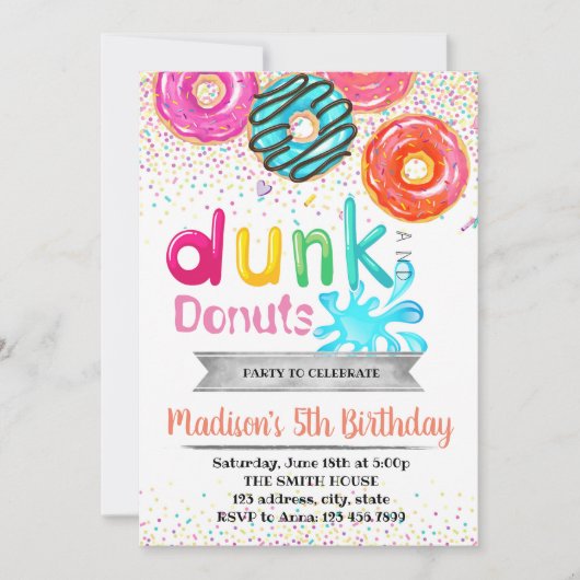 Dunk und Donuts Party Einladung (Vorderseite)
