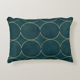 Dunkel Aquamarin, Gold umkreist Wasserfarbe. Dekokissen