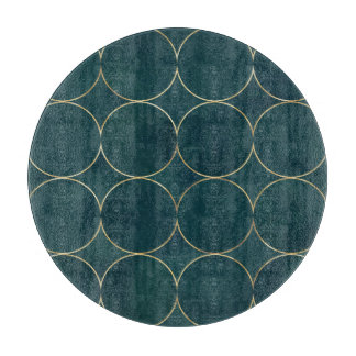 Dunkel Aquamarin, Gold umkreist Wasserfarbe. Schneidebrett