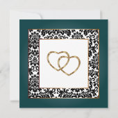 Dunkel Aquamarin grün, weiß und schwarz Einladung (Rückseite)