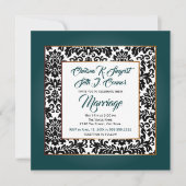 Dunkel Aquamarin grün, weiß und schwarz Einladung (Vorderseite)