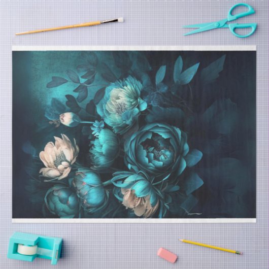 Dunkel-aquamarin-rosa-Bäuche decoupage Seidenpapier (Basteln)