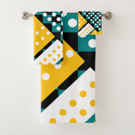 Dunkel Aquamarin und gelb Badhandtuch Set