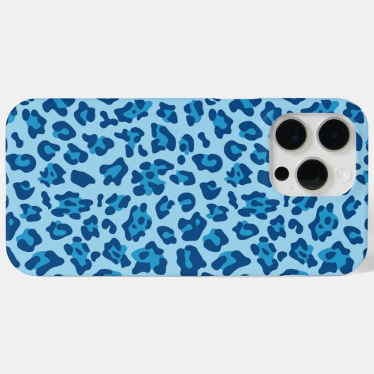 Dunkel-blaue Leopardendrucke in Pastellblau Case-Mate iPhone Hülle (Rückseite (Horizontal))