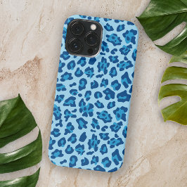 Dunkel-blaue Leopardendrucke in Pastellblau iPhone 13 Pro Max Hülle