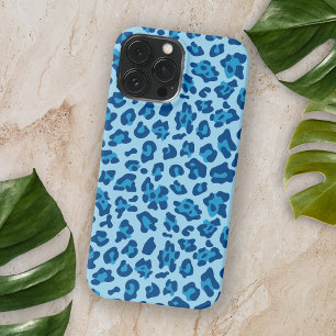 Dunkel-blaue Leopardendrucke in Pastellblau iPhone 13 Pro Max Hülle