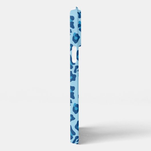 Dunkel-blaue Leopardendrucke in Pastellblau iPhone Hülle (Rechte Seite)