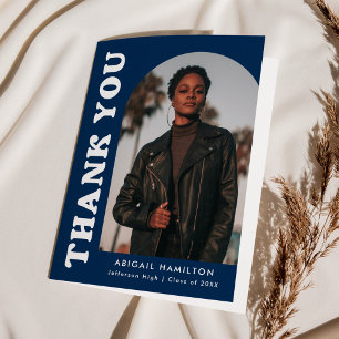 Dunkel blauer Offset-Pfeil 4 Foto Abschluss Dankeskarte