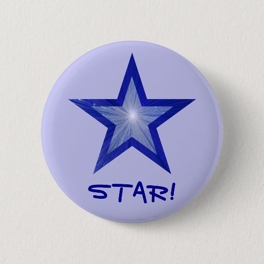 Dunkel blauer Star 'STAR' Button blass blau! (Vorderseite)