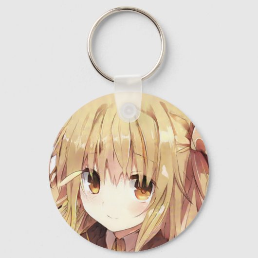 Dunkel blonde Haare bernsteinfarbene Augen animier Schlüsselanhänger (Vorderseite)