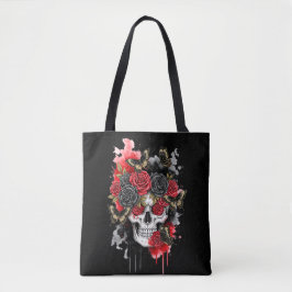 Dunkel das Vermächtnis - Gothic Skull & Rose Tote  Tasche