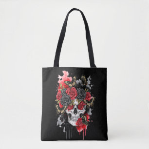 Dunkel das Vermächtnis - Gothic Skull & Rose Tote Tasche
