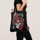 Dunkel das Vermächtnis - Gothic Skull & Rose Tote  Tasche (Von Nahem)