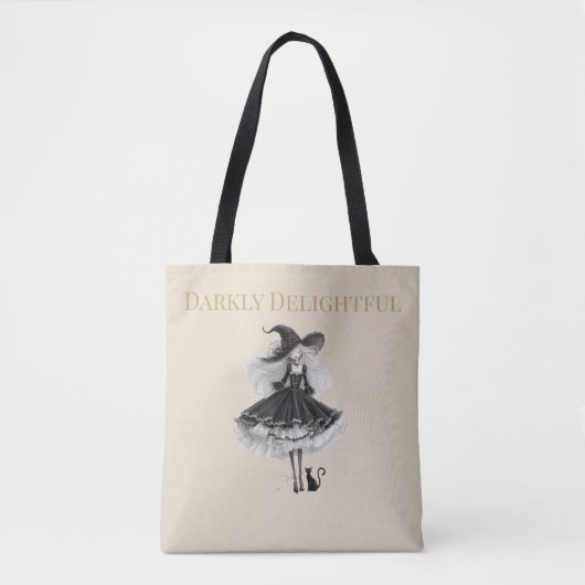 Dunkel Delightful – Light Edition Hexe & Katze Tasche (Vorderseite)