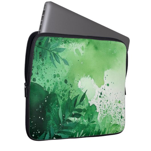 Dunkel-Dschungel-grüne Aquarellfarbe, handgezeichn Laptopschutzhülle (Vorne Rechts)