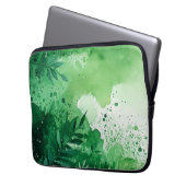 Dunkel-Dschungel-grüne Aquarellfarbe, handgezeichn Laptopschutzhülle (Vorderseite Links)