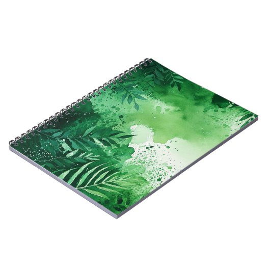 Dunkel-Dschungel-grüne Aquarellfarbe, handgezeichn Notizblock (Linke Seite)