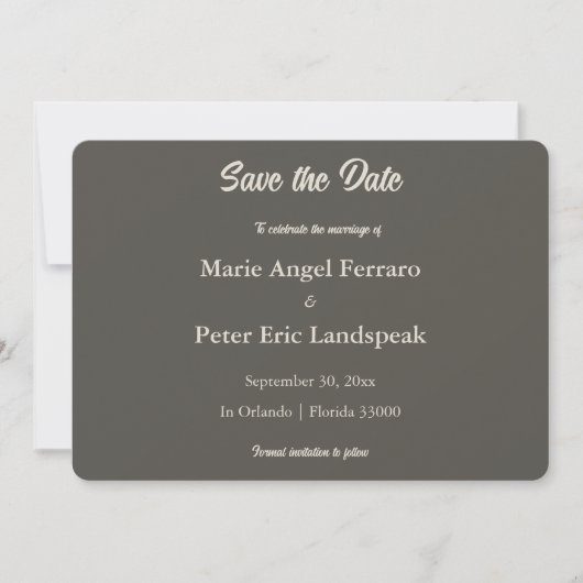 Dunkel Espresso Braun Luxe Neutral Monogramm Save The Date (Vorderseite)
