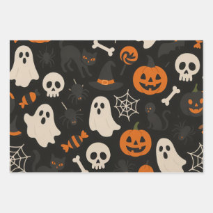 Dunkel gefärbtes Geschenkpapier mit Halloween-Moti Set