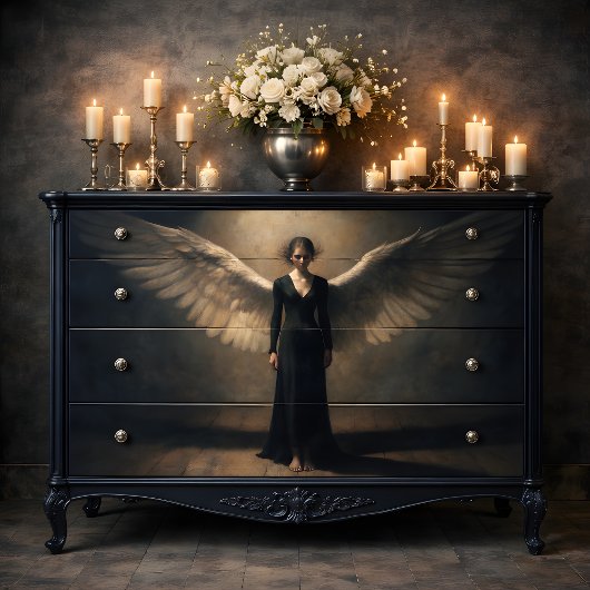 Dunkel Geflügelter Engel Dramatische Feine Kunst D Seidenpapier