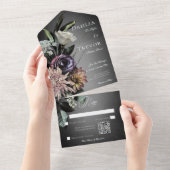 Dunkel-gotische geheimnisvolle, matte Bläschen QR- All In One Einladung (Abreißen)