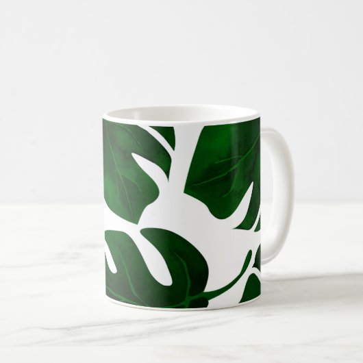 Dunkel grüne tropische Palmen Blätter Sommerinsel  Kaffeetasse (VorderseiteRechts)