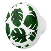 Dunkel grüne tropische Palmen Blätter Sommerinsel Keramikknauf (Rechts)