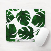 Dunkel grüne tropische Palmen Blätter Sommerinsel Mousepad (Mit Mouse)