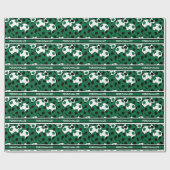 Dunkel-grüner Fußballball-Collage Geschenkpapier (Flach)