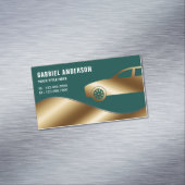 Dunkel grüner Gold Luxus Mietwagen Chauffeur Magnetische Visitenkarte (Beispiel)