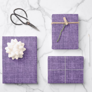 Dunkel Heather Lila Leinen Geschenkpapier Set