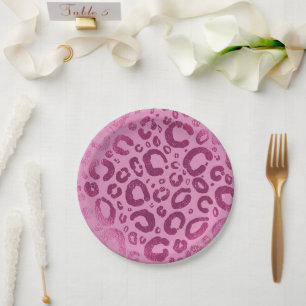 Dunkel & Hell Rosa Glam Leoparden Druck Party Pappteller