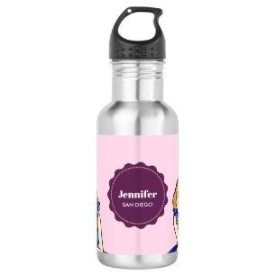 Dunkel königsblaue Cocktailkleid Modeillustration Edelstahlflasche