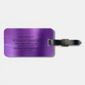 Dunkel Lila gebürstetes Monogramm-Glam Gepäckanhänger (Rückseite horizontal)