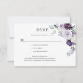 Dunkel Lila, Lavendelpest, Weiße Rosenblüte RSVP Karte (Vorderseite)