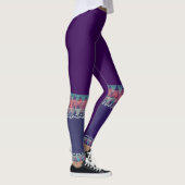 Dunkel Lila mit Aztec Design>Farbige Leggings (Rechts)