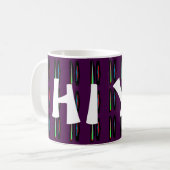 Dunkel lila mit dunklen Streifen Kaffeetasse (Vorderseite Links)