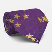 Dunkel Lila mit Goldstars Krawatte (Gerollt)