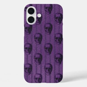 DUNKEL LILA MIT SPOOKSCHWARZEN HALLOWEEN SKULTUREN iPhone 16 PLUS HÜLLE