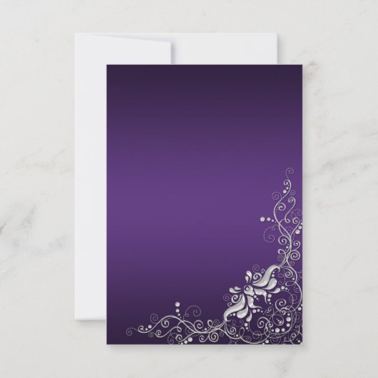 Dunkel Lila mit Verzierten Silver Floral Wirbel UA RSVP Karte (Rückseite)