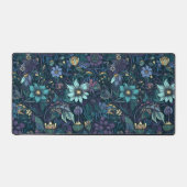 Dunkel Lila und Aquamarin floral Gemustert Schreibtischunterlage (Vorderseite)