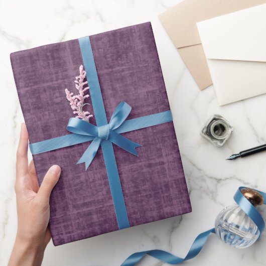 Dunkel-Magenta-Purpur-Linen Geschenkpapier (Schenken)