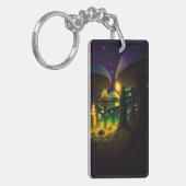 Dunkel magische, leuchtende Pilze Akryllischer Sch Schlüsselanhänger (Vorderseite links)